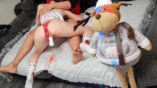 The girl shows her husband that she wants a threesome, but with a toy first