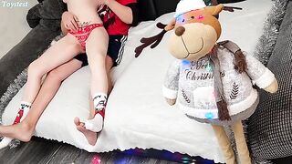 The girl shows her husband that she wants a threesome, but with a toy first