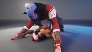 A beautiful woman is fucking with a big dick werewolf this Christmas