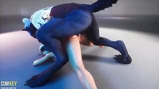 A beautiful woman is fucking with a big dick werewolf this Christmas