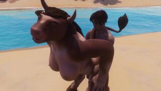 A hot cow girl in fur is fucking with a guy | Furry monster| 3D Porn Wild Life