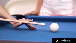 Hot busty MILF Lexi Luna teaches Nia Nacci to play pool