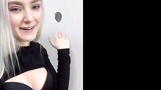 Babe tried on clothes in the fitting room and got a cumshot through the glory hole