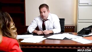 A sexy milf has sex right in the office with her boyfriend