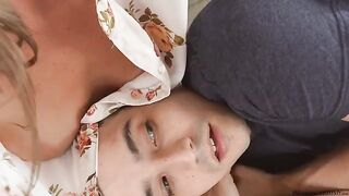 The guy gently interacts with her hole by fingers and tongue