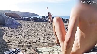 Two cute girls got caught on a nudist beach