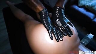 A hot chick is having fun with a guy and gets a massage