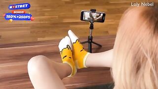 The pretty woman decided to make a footjob video for her fans