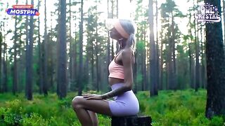 A beautiful woman sucks the dick of her neighbor in the forest