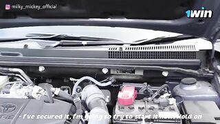 A beautiful girl was fucked by a stranger who helped her fix her car