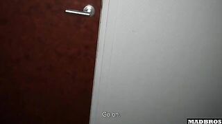 She called us to the toilet again, she wanted more. Another steamy encounter!