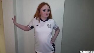 The English fan lost a bet and was fucked in the ass in the hallway