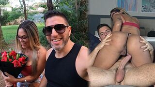 A guy picked up a stunning Brazilian beauty for some intense action in the park