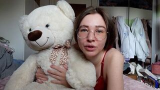 A young girl has a teddy bear as her best friend