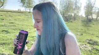 A girl is having fun with her classmate in the forest, exploring new sensations