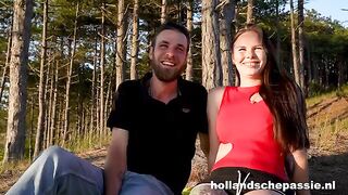 A girl in the forest is looking for a dick to fuck with