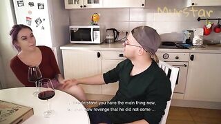 A man fucked a young girl in the kitchen for valentines