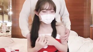An amateur couple tries Japanese roleplay, with the guy shooting a scene of an intimate encounter