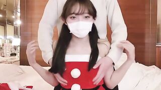 An amateur couple tries Japanese roleplay, with the guy shooting a scene of an intimate encounter