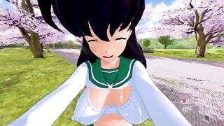 Kagome is having hot sex with a guy she loves, showcasing her naughty side