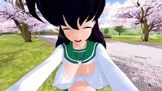 Kagome is having hot sex with a guy she loves, showcasing her naughty side
