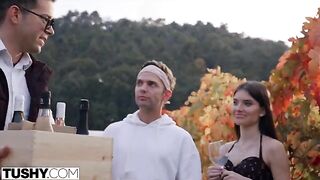 Stunning brunette Stefany gets her asshole gapped by TUSHY on holiday