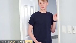 The guy looks for money around the house and stumbles upon a big dildo
