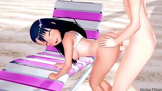 Hayase Nagatoro fucks with her boyfriend on the beach in this hot hentai scene