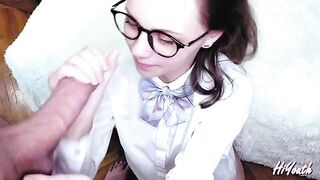 My Russian GF got cum on her face and glasses - hiYouth