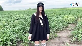 A cute 18-year-old girl secured some seeds in a successful collection