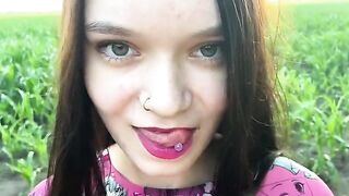 A hot chick is fucking in the cornfield, just like in the fantasies many have