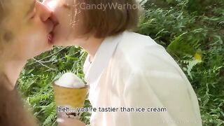 Don't lick the ice cream, suck my dick instead!