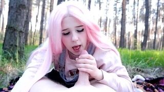 Her mouth is always hungry for cock, she can't resist sucking dick!