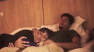 A blowjob on the bed is lazy, but so deep it shakes him up