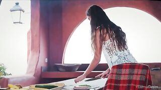The girl brought herself to a powerful orgasm, her legs gave way under her