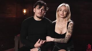 The guy tied the hands of a blonde and made her cum