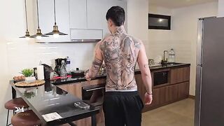 The coffee got cold while the MILF finished with a passionate stepson