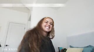 Girl was attacked by a friend with passion and intensity