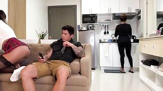 The girl quietly came to him, he did not notice her