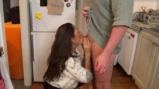 The husband made a surprise for his wife in the kitchen