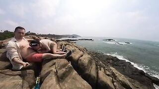 A sexy girl was fucked in public by a hot guy. It was really beautiful!
