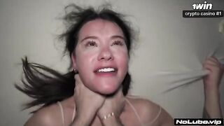 The girl took a cumshot on her boobs and stomach, it was awesome