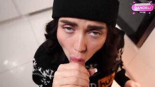 A girl made a mess on the floor while getting fucked