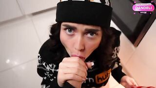 A girl made a mess on the floor while getting fucked