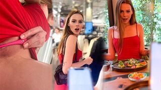 The girl almost got caught while indulging in pleasure in public