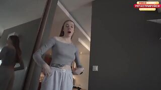 A sexy woman has sex with her neighbor, showcasing her stunning feet in action