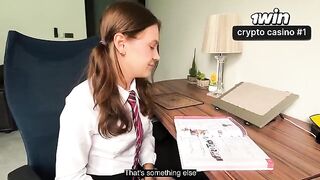 The schoolgirl is at home doing her homework when a man came to her