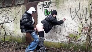 A passionate girl was caught and fucked in public by a stranger