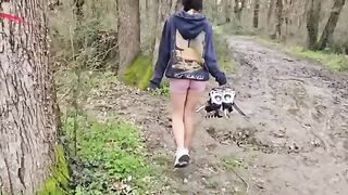 A girl has sex in the forest, moaning louder than the wind