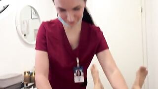 A hot nurse smooths her client's intimate area before the procedure